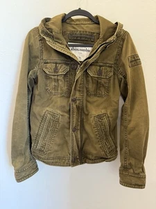 Abercrombie & Fitch Niños Chaqueta Centinela Verde Ejército Denim XL Abrigo Utilitario Con Capucha - Imagen 1 de 19