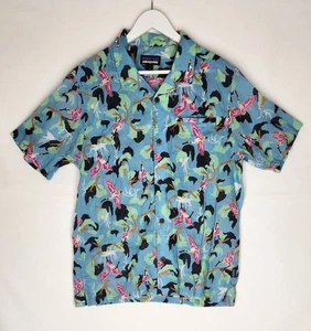 patagonia shirt mens size M pink blue animal print button up tropical bold fun - Picture 1 of 18
