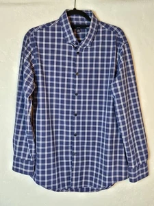 Camisa principal Mizzen grande azul/blanco a cuadros sotavento clásica sin pliegue abotonada - Imagen 1 de 5