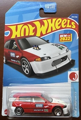 2022 Hot Wheels Honda Civic EG Custom Turbo RED 204/250 HW J-Imports *$1 CoShip - Image 1 of 2