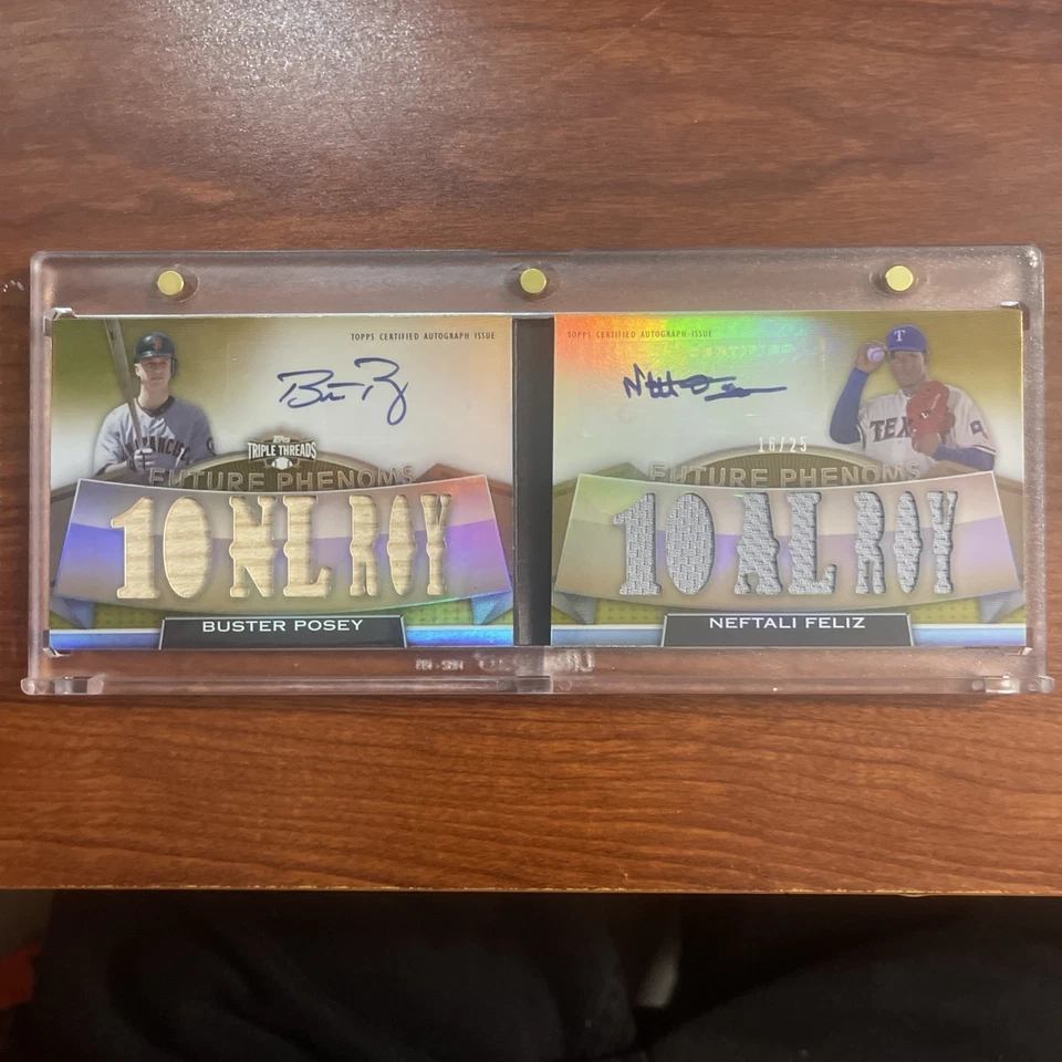2011 Topps Triple Threads Future Phenoms Buster Posey Neftali Feliz/25 automático/mem Foto 1 de 4