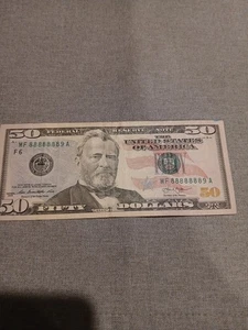 50 dollar bill serial #88888889 - Picture 1 of 4