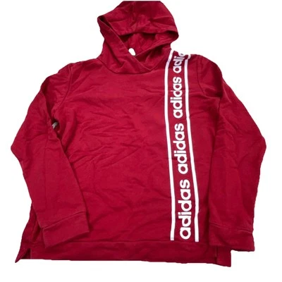 Adidas Hoodie Women Medium Red White Sweatshirt Sweater Spell Out Ladies Gym - Image 1 of 4