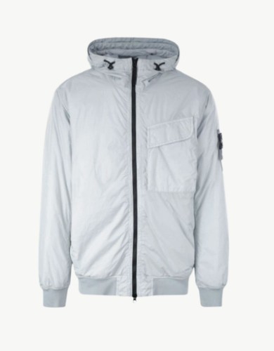 Stone Island piumino stropicciato con cappuccio grigio chiaro 40723 139724303
