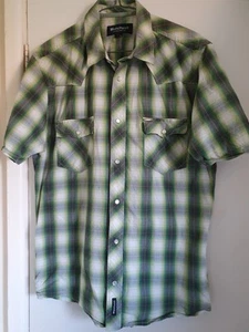 Mens Large Fenchurch Fitted Green Checked Short Sleeved Shirt Fit 100% Cotton - Picture 1 of 10
