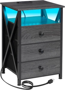 LED Nachttisch mit Ladestation, Smart End Beistelltisch mit USB Anschluss & Strom - Bild 1 von 9