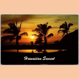 Postcard Hawaiian Sunset Palm Trees Scenic View - Picture 1 of 4