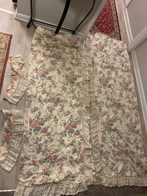  De Colección Croscill Elizabeth Gris Cinta Floral Encaje 2 Cortinas 82x62" Foto 1 de 4