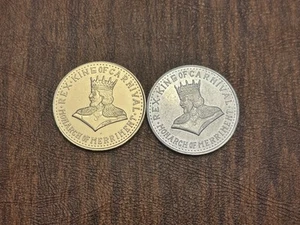 1960 GOLD & ALUMINUM REX DOUBLOONS- First Year- Mardi Gras Krewe Favor - Picture 1 of 2