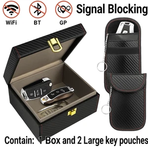 Bloqueador de señal de llave RFID Faraday caja antirrobo con 2 llaveros bolsa llaves de coche - Imagen 1 de 2