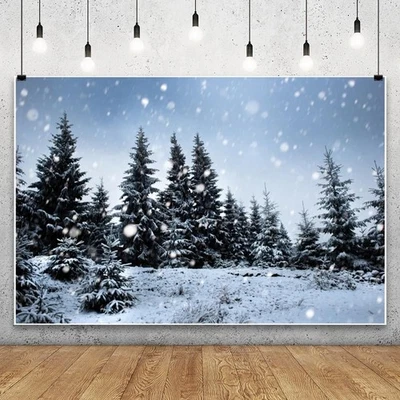 Leowefowa 10x8 pies Invierno Bosque de Nieve Telón de Fondo Naturaleza Montaña Paisaje Fondo  Foto 1 de 4
