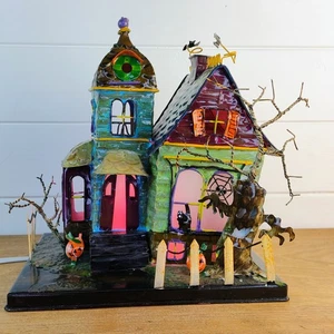 Vintage Halloween Decor Haunted House Of Lloyd Light Up Metal Tin 8x6x9" Works - Picture 1 of 7