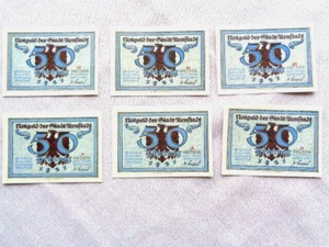 6 X NOTGELDSCHEINE AUS ARNSTADT THÜRINGEN  50 PFENNIGE 1921 GLEICHE SERIENNUMMER - Bild 1 von 3