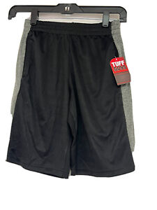 NWT Tuff Guys Boys Pull On Shorts M (8/10) Black Gray 100% Polyester w/ Pockets