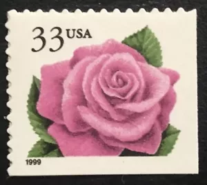 1999 Scott #3052 - 33¢ - CORAL PINK ROSE - BK 242B - Booklet Single Mint NH - Picture 1 of 1