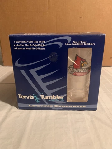 Louisville Cardinals NCAA Tervis Tumblers Set of 4 16oz Insulated Cups Brand New Cover