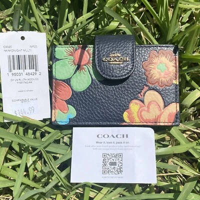 Tarjetero Coach floral azul marino  Foto 1 de 3