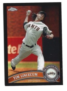 2011 TOPPS CHROME BASEBALL BLACK REFRACTOR 15 TIM LINCECUM GIANTS # 001/100