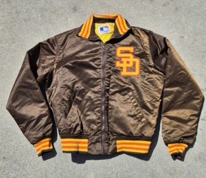 RARE Vintage San Diego Padres MLB Starter Jacket L Large Satin Bomber 80s 90s - Picture 1 of 16