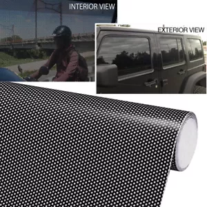 One-Way Perforated Mesh Privacy Car/Home Window Film Glass Wrap Roll Black - Picture 1 of 9