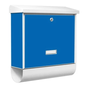 Design Briefkasten Stahl weiß Burg-Wächter mit Namensschild Motiv Signalblau - Bild 1 von 6