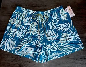 JoySpun Womens Blue Floral Print Pajama Shorts Elastic Waist W Pockets NWT - Picture 1 of 3