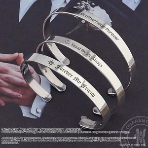 925 Sterling Silver Groomsmen Cuff Bracelet✔️ Personalised Wedding Bangle - Picture 1 of 21