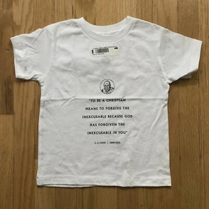 Neu mit Etikett Kinder Christian T-Shirt C.S. Lewis Zitat Größe 5T weiß ohne Etikett - Bild 1 von 4