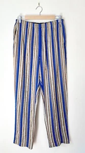Pantalones Forte Forte para mujer de lúrex jacquard a rayas azules y dorados talla 2 / AU 10 - Imagen 1 de 15