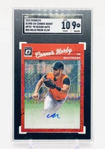 CONNOR NORBY Auto /49 2023 DONRUSS OPTIC 1990 RETRO RED MOJO SGC 10 Auto 9 Mint - Picture 1 of 4