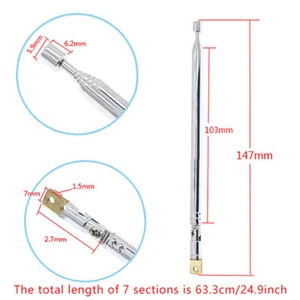 1Pc 7 Sections Car Radio cassette recorder Telescopic TV Antenna Radio For Car - Picture 1 of 11