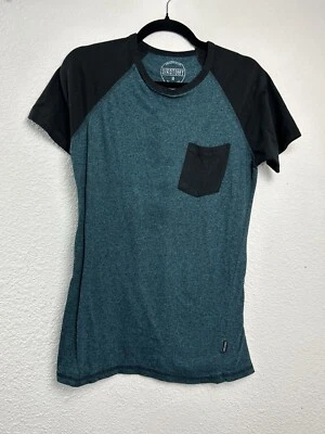 Camisa Dikotomy Para Hombres M Verde azulado oscuro Negra Bolsillo Informal Manga Corta Camiseta Grunge Edgy Foto 1 de 4