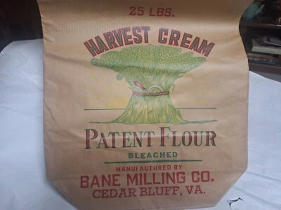 Vintage Bane Milling Co. Cedar Bluff Virginia Va Paper Flour Sack Bag 25 x 13 - Image 1 of 4