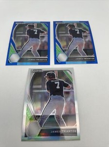 (3) 2021 Prizm Draft Picks Baseball James Triantos #PDP56 Carolina Blue Silver