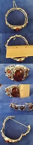 Vintage Art Deco Sterling Silver Hinged Big Baltic Amber Bracelet Bangle br52 - Picture 1 of 1