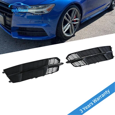 NEW For AUDI S6 A6 S-Line 2016-2018 Front Fog Light Cover Honeycomb Grille Black Foto 1 de 4
