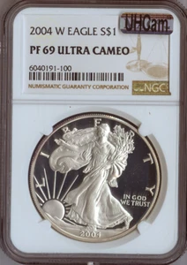2004-W American Silver Eagle Proof Dollar NGC PF69 Ultra Cameo MAC Quality - Picture 1 of 2