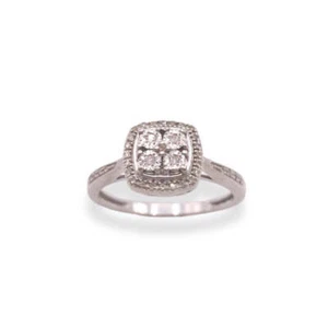1/10 Ct Diamond Sterling Silver Halo Ring Women's Anniversary Promise engagement - Picture 1 of 5