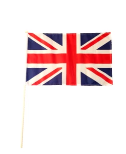 LARGE 18"x 12" Hand Waving Union Jack Flag Wooden Stick 24" Pole - Picture 1 of 1