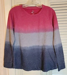 Style & Co Sport Womens Essential Long Sleeve Sweatshirt Multi Color Sz Petite L - Picture 1 of 9