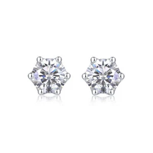 2.0 CT Round Cut Moissanite Stud Earrings 925 Sterling Silver Women Jewelry Gift - Picture 1 of 12