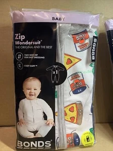 Bonds Size 0 6-12 Months Wondersuit Zippy White Pizza NIP (2-127) - Picture 1 of 1