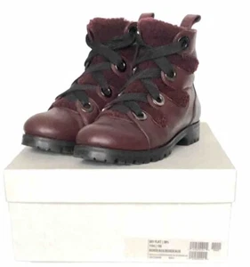 JIMMY CHOO RED LEATHER BEI FLAT ANKLE BOOTS SIZE UK 5.5 FOR WOMEN USED ONCE . - Picture 1 of 22