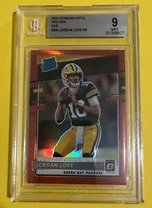 2020 Donruss Optic Preview Jordan Love Red Prizm /99 RC BGS 9 Mint 💎