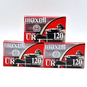 New 3 Maxell UR 120 minutes Normal Bias Blank Cassette Tapes Sealed In Packages - Picture 1 of 4