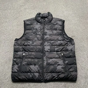 Polo Ralph Lauren Vest Adult XL Gray Black Camo Duck Down Full Zip Puffer Mens - Picture 1 of 11