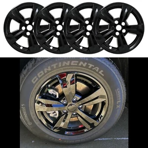 Gloss Black Wheel Skin Covers 4PC Set FOR 2021-2025 Kia Sorento LX 17" Alloy Rim - Picture 1 of 4