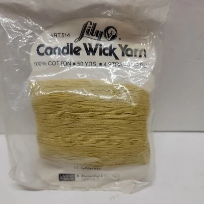 LILY CANDLE WICK YARN "NEW" 100% COTTON - 50 YARDS - 4 STRAND-CANARY - Image 1 of 2