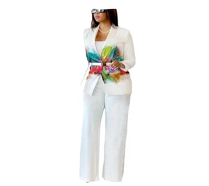 Women Elegant Two Piece Set Long sleeve straight pants jacket - Picture 1 of 2