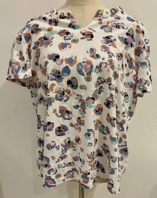 Coral Bay Women's Printed Top Short Sleeve Multicolor V Neck 100% Cotton Size XL - Image 1 of 4